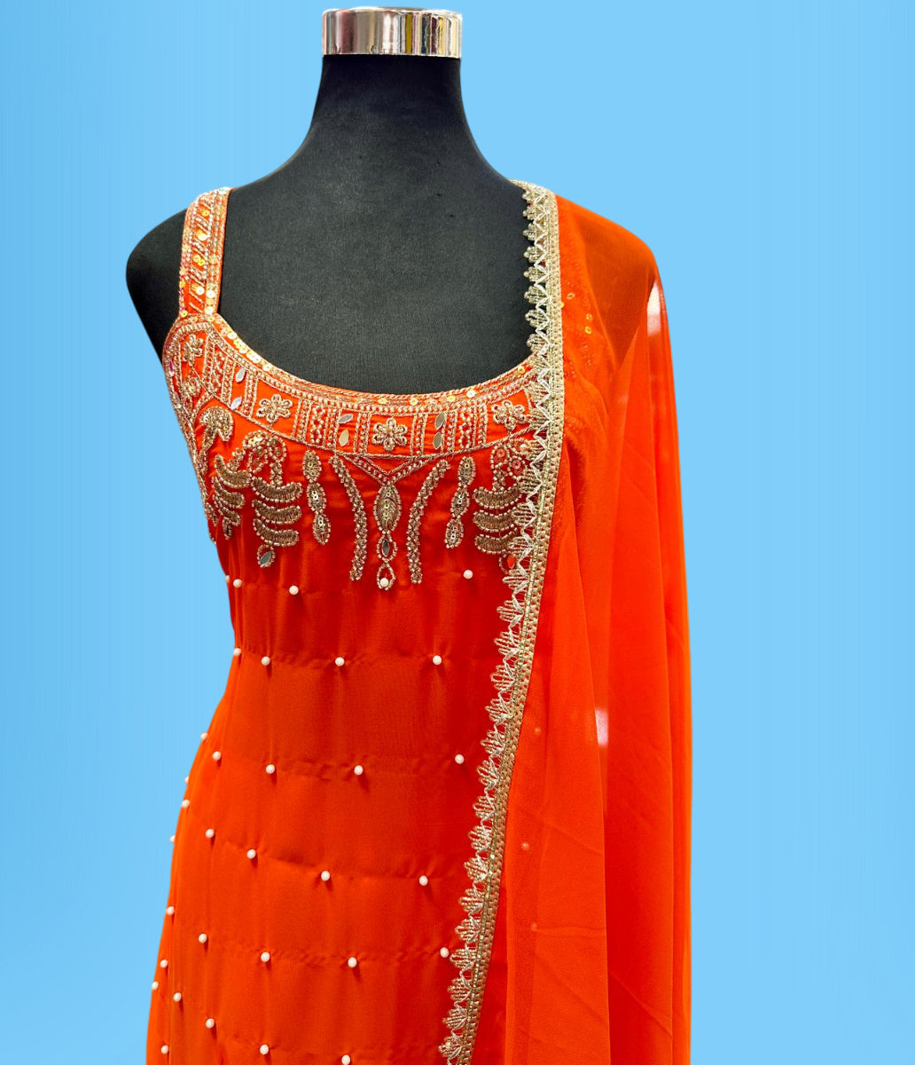 Designer Party Wear Sleeveless Palazzo Suit Large (40) | 2 Colors